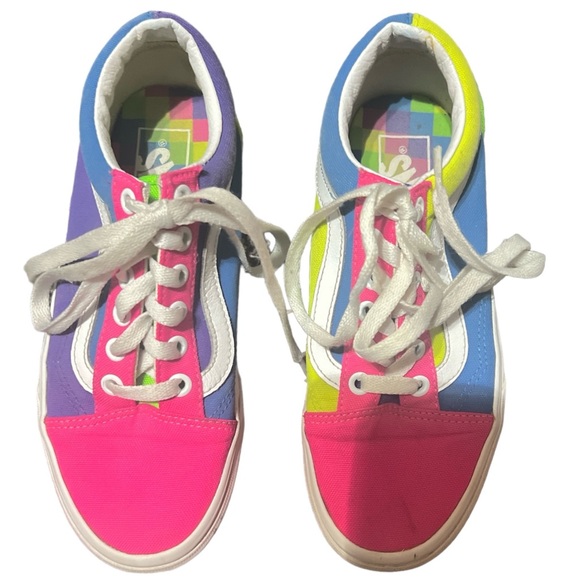 Vans Old School Neon Color Block Low Top Skate Shoes, Size Women’s US 5.5 - Picture 2 of 8